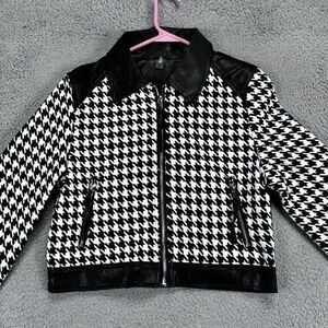 Venti6 Jacket Womens‎ Medium M Black Houndstooth Full Zip Coat Ladies NEW